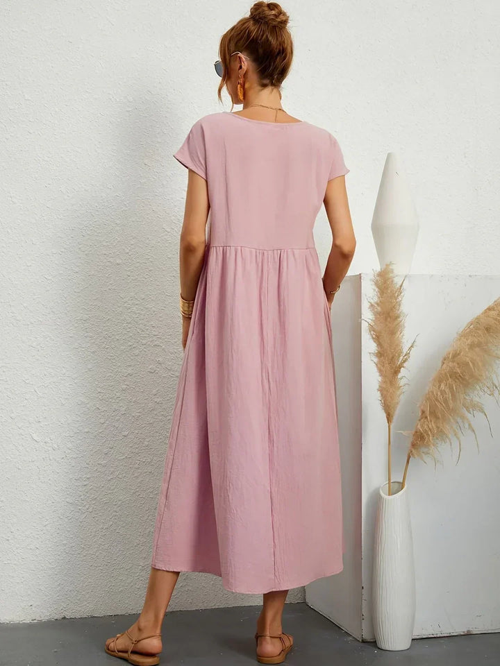 Gabrielle™ — Robe Midi Élégante en Tissu Fluide