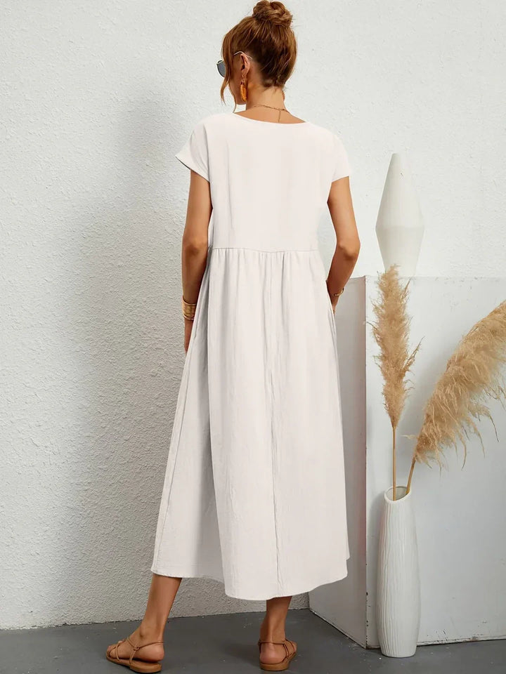 Gabrielle™ — Robe Midi Élégante en Tissu Fluide