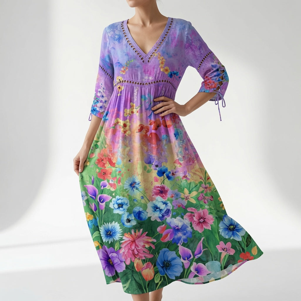 Maricella™ — Robe fluide à fleurs, élégance romantique