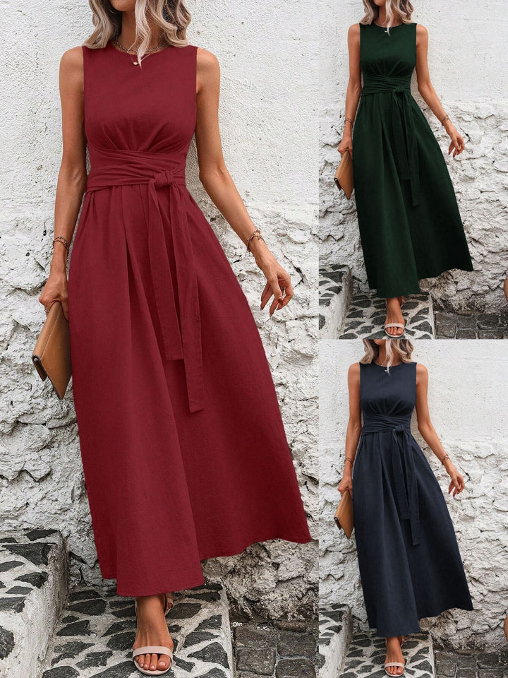 Élina™ — Robe midi chic à taille cintrée