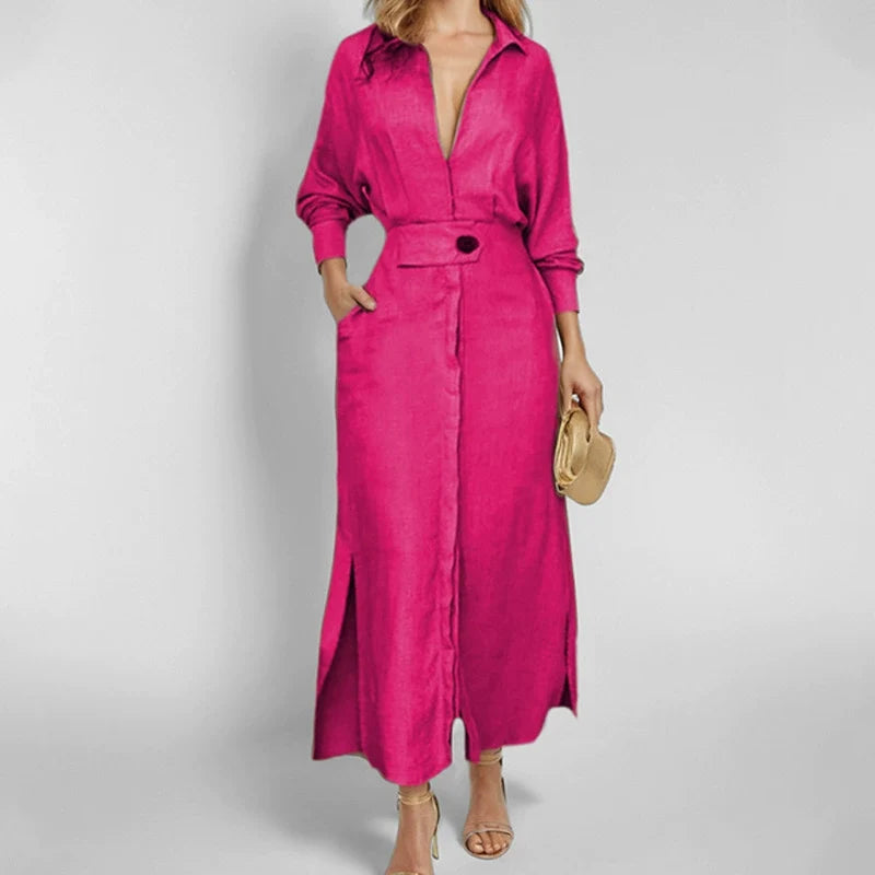 Aurélia™ — Robe Longue Élégante en Tissu Fluide