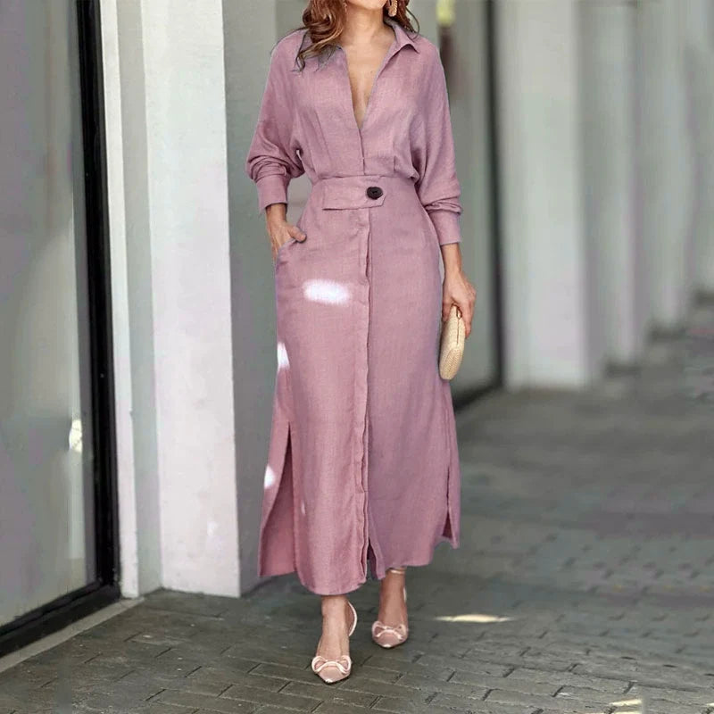 Aurélia™ — Robe Longue Élégante en Tissu Fluide