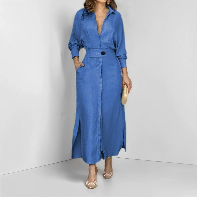 Aurélia™ — Robe Longue Élégante en Tissu Fluide