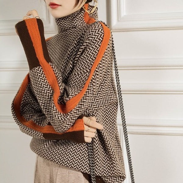 Clara™ | Pull à Col Roulé à Rayures Bicolores