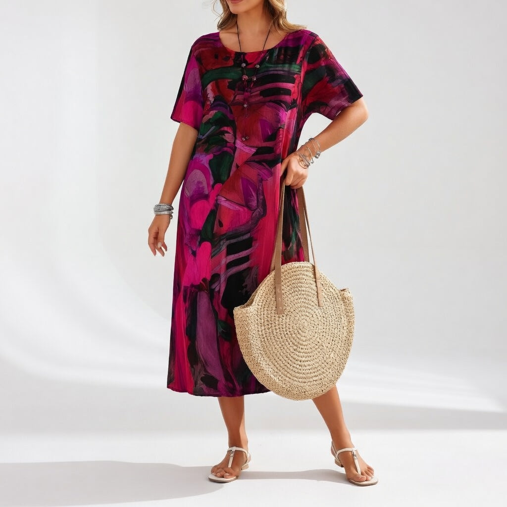 Azéloria™ — Robe Longue Élégante au Design Artistique et Fluide