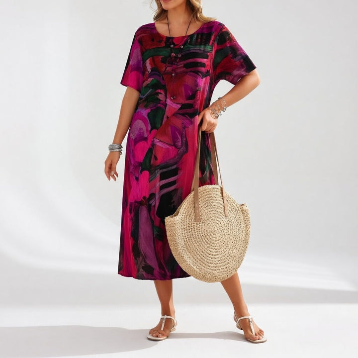 Azéloria™ — Robe Longue Élégante au Design Artistique et Fluide
