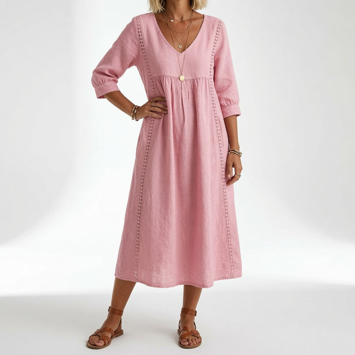 Éléonisse™ — Robe Midi Élégance Naturelle en Tissu Fluide