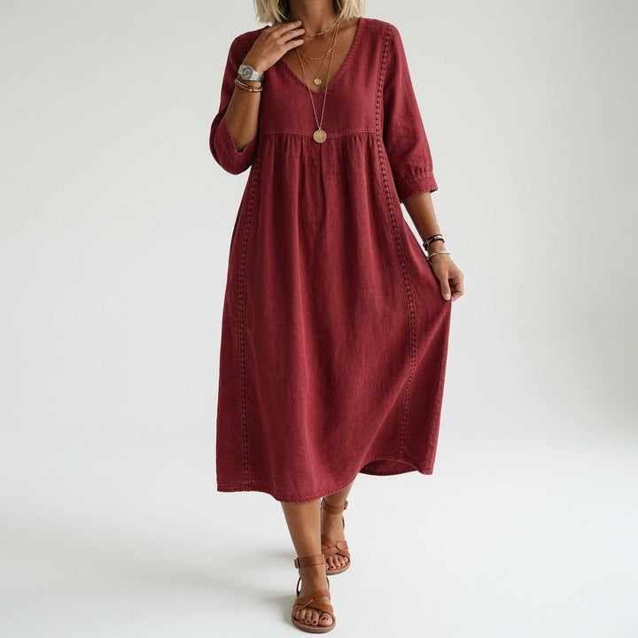 Éléonisse™ — Robe Midi Élégance Naturelle en Tissu Fluide
