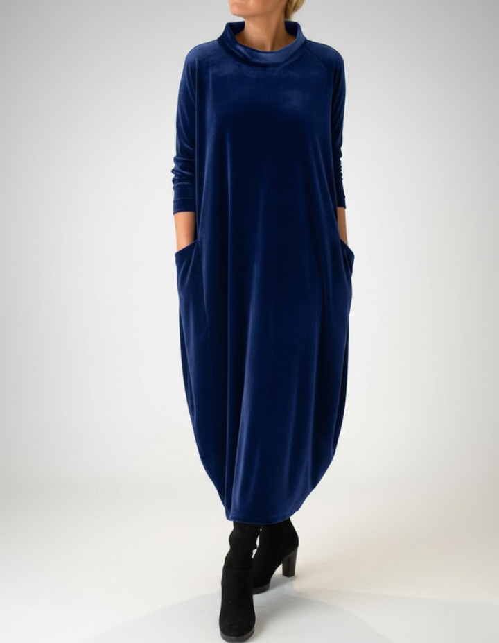Françoise™ - Robe Douce à Col Montant avec Poches – Élégance Confortable