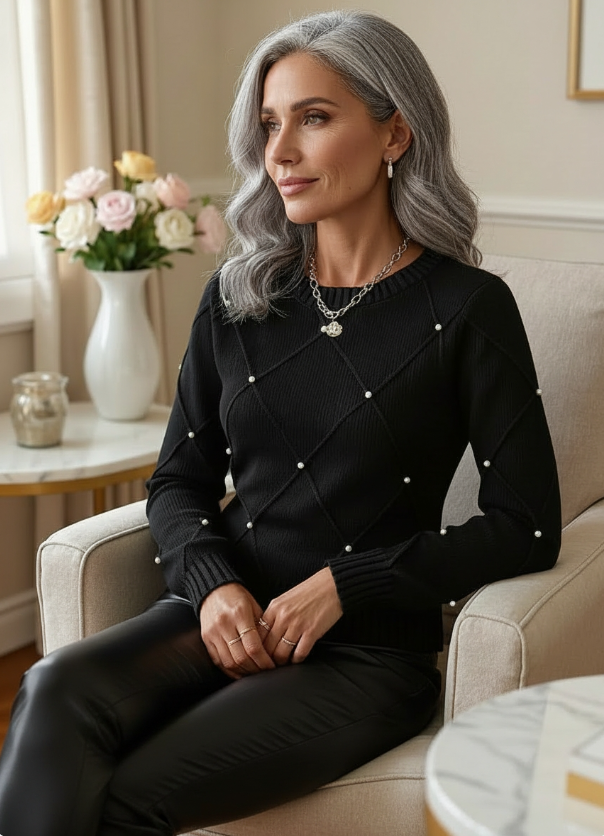 Marguerite™ – Élégant pull en perles délicates