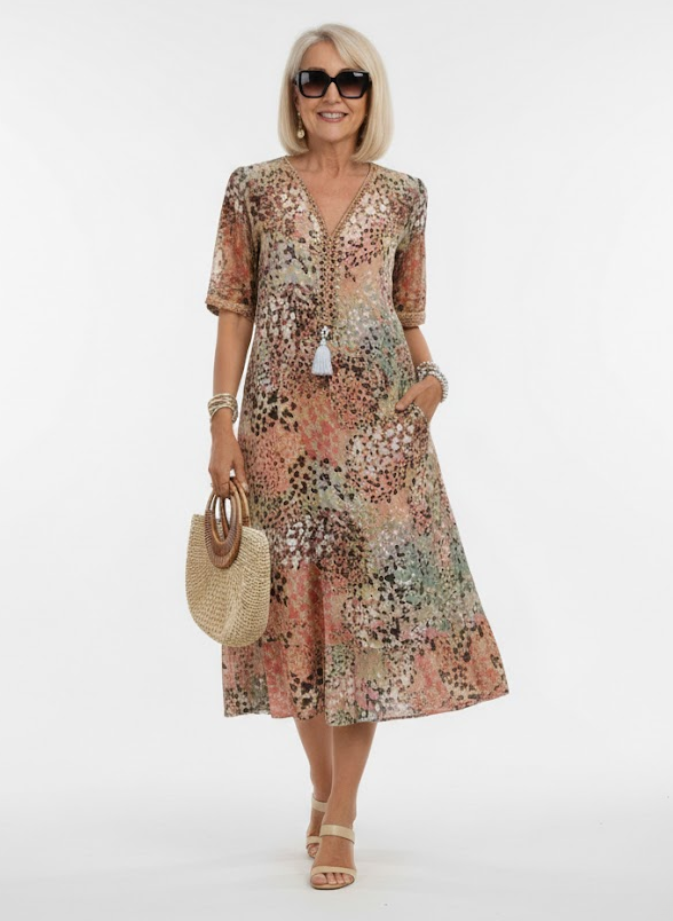 Florentine™ — Élégante Robe Midi Florale en Tissu Fluide