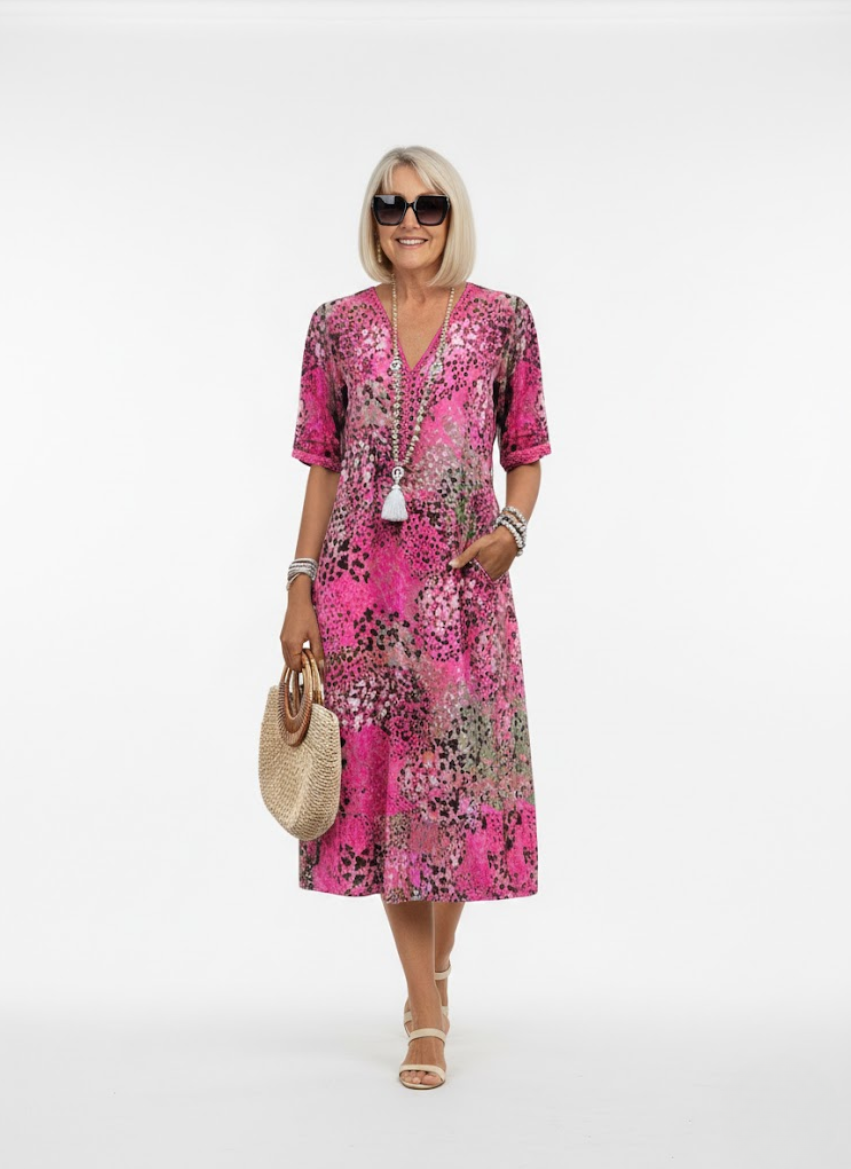 Florentine™ — Élégante Robe Midi Florale en Tissu Fluide