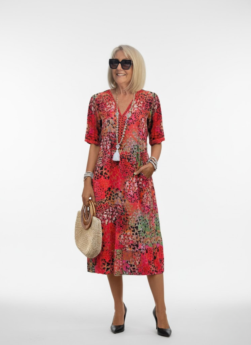 Florentine™ — Élégante Robe Midi Florale en Tissu Fluide