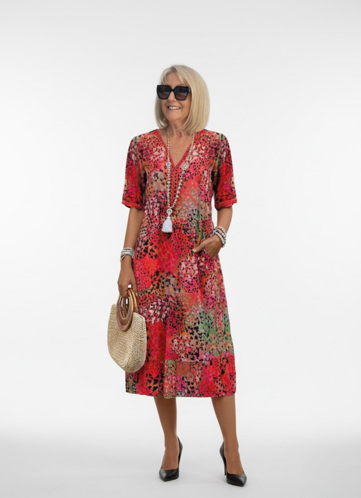 Florentine™ — Élégante Robe Midi Florale en Tissu Fluide