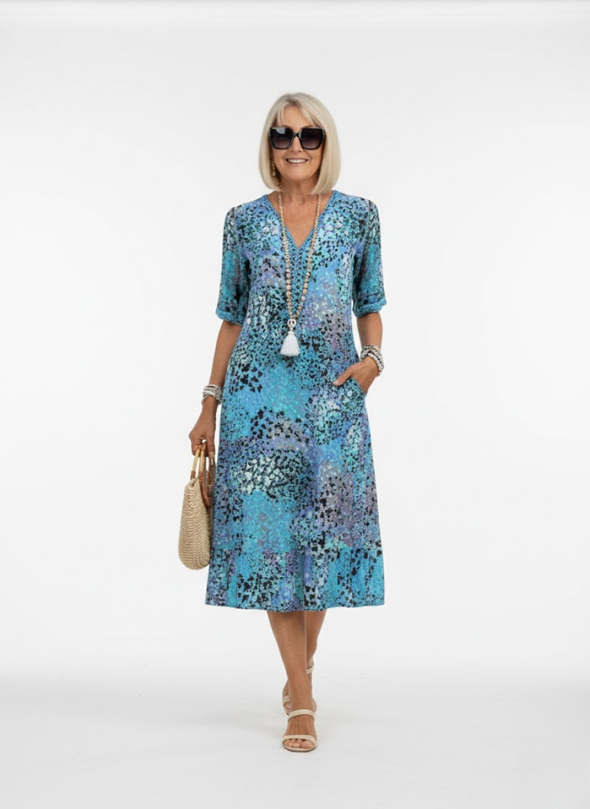 Florentine™ — Élégante Robe Midi Florale en Tissu Fluide