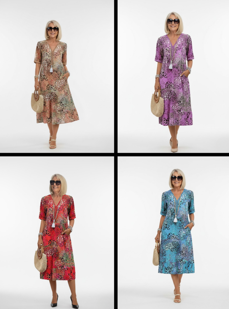Florentine™ — Élégante Robe Midi Florale en Tissu Fluide