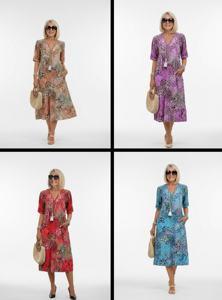 Florentine™ — Élégante Robe Midi Florale en Tissu Fluide