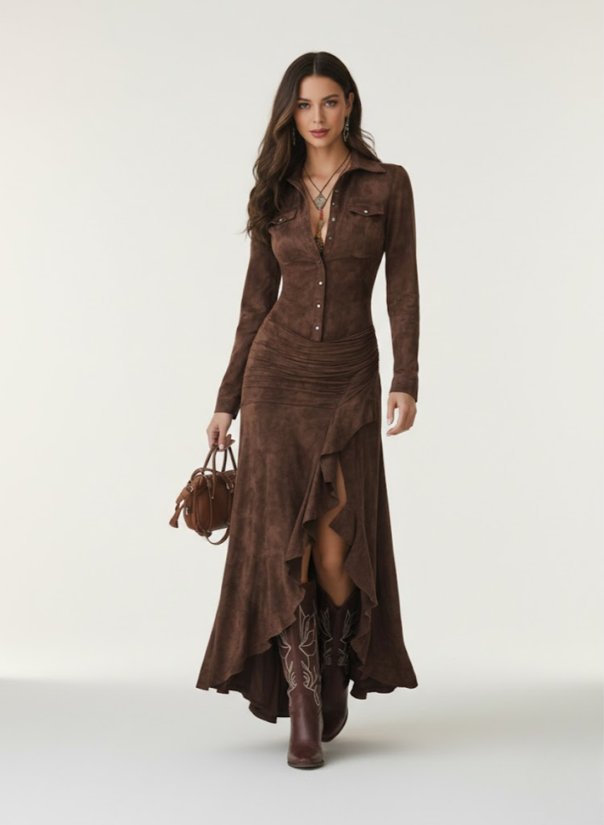 Anja™ — Robe longue fluide avec volants
