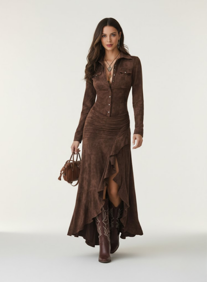 Anja™ — Robe longue fluide avec volants