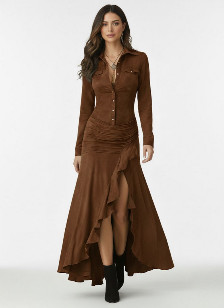 Anja™ — Robe longue fluide avec volants