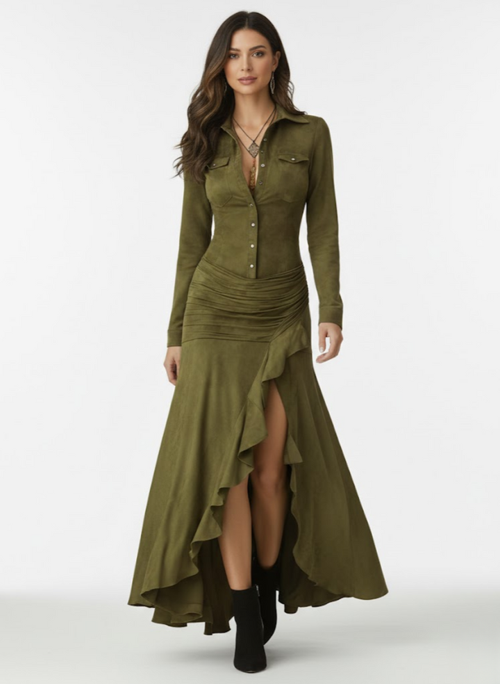 Anja™ — Robe longue fluide avec volants