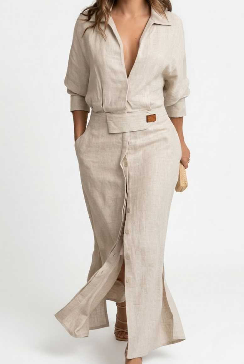 Aurélia™ — Robe Longue Élégante en Tissu Fluide