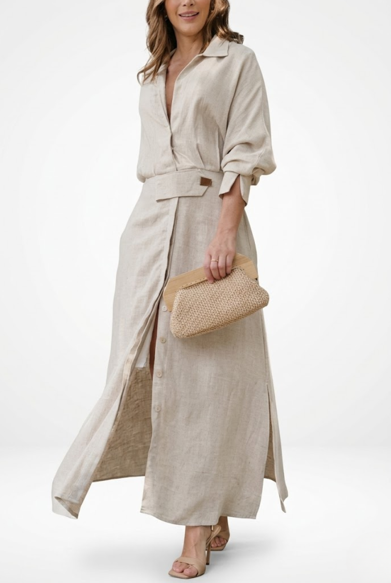 Aurélia™ — Robe Longue Élégante en Tissu Fluide