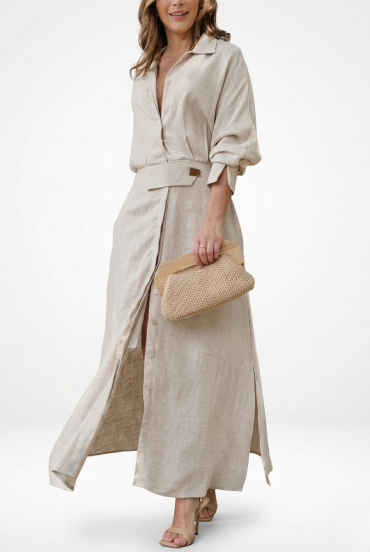 Aurélia™ — Robe Longue Élégante en Tissu Fluide