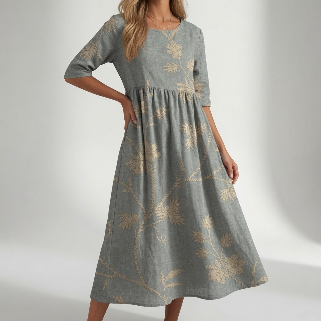 Santorine™ - Fluide Maxi Robe Fleurie à Col V