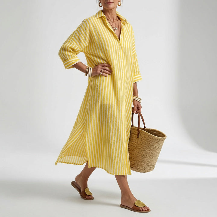Linévora™ — Élégante Robe Chemise Rayée pour l'Été