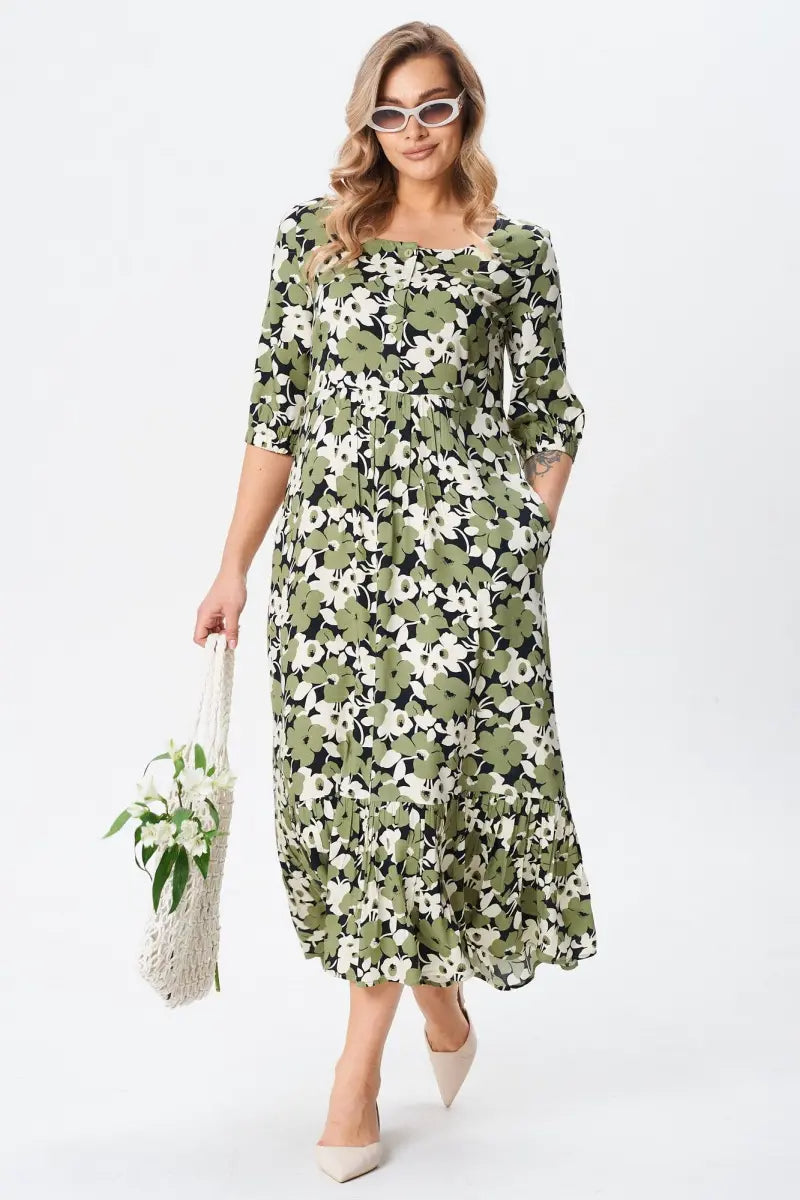 Florine™ — Élégante robe midi florale pour un style féminin