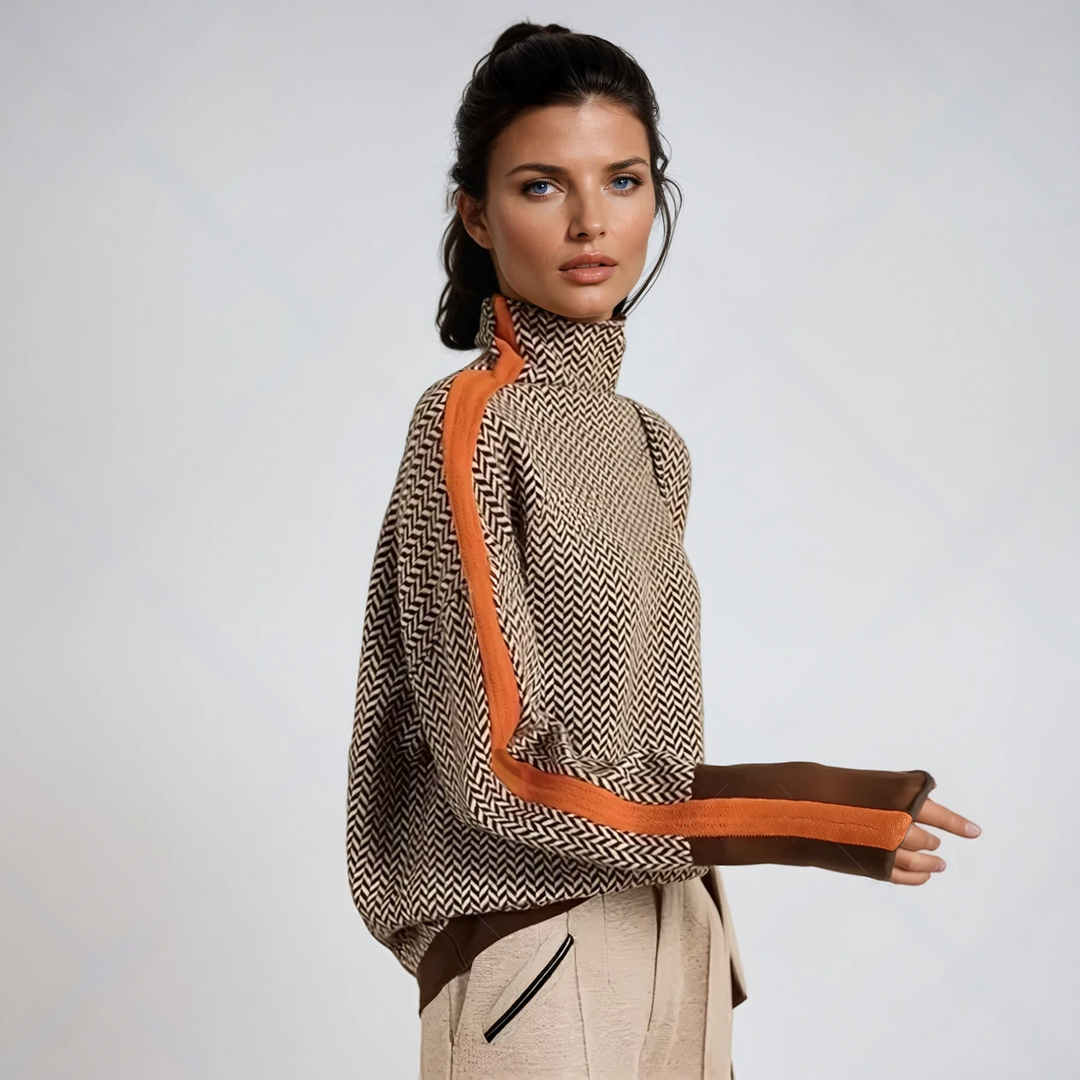 Clara™ | Pull à Col Roulé à Rayures Bicolores