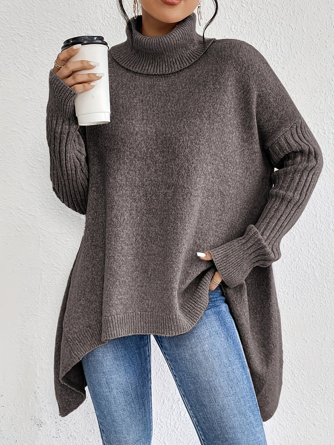 Léïna™ – Pull Doux à Col Montant Décontracté