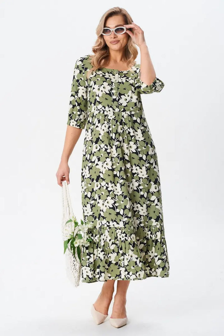 Florine™ — Élégante robe midi florale pour un style féminin