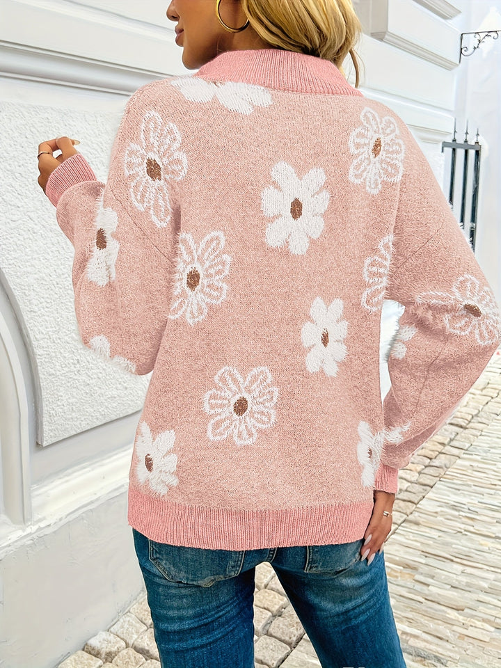 Monique™ – Élégant Cardigan Fleuri Doux et Intemporel