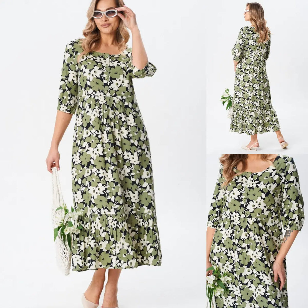 Florine™ — Élégante robe midi florale pour un style féminin