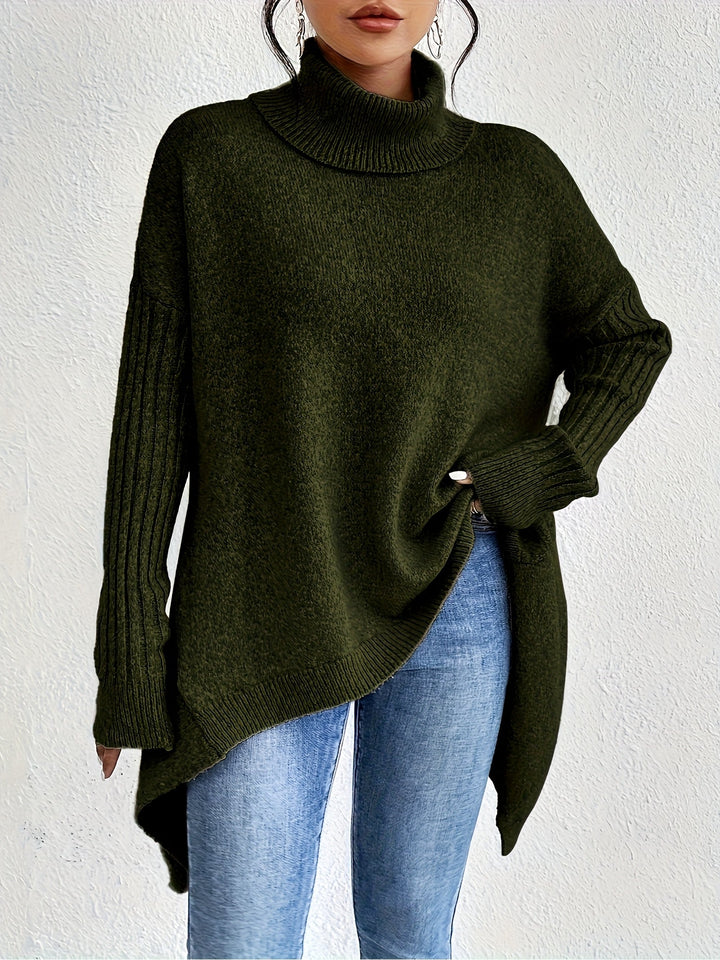 Léïna™ – Pull Doux à Col Montant Décontracté