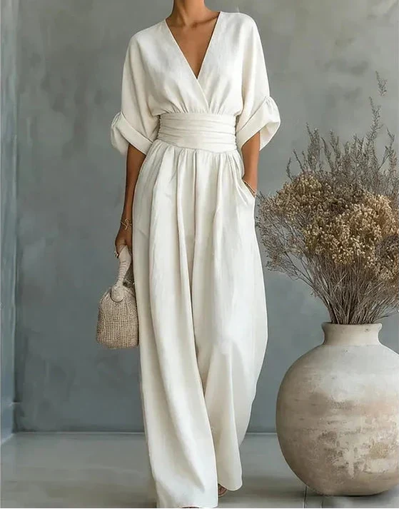 Daniela - Combinaison Chic avec Décolleté en V et Jambes Amples