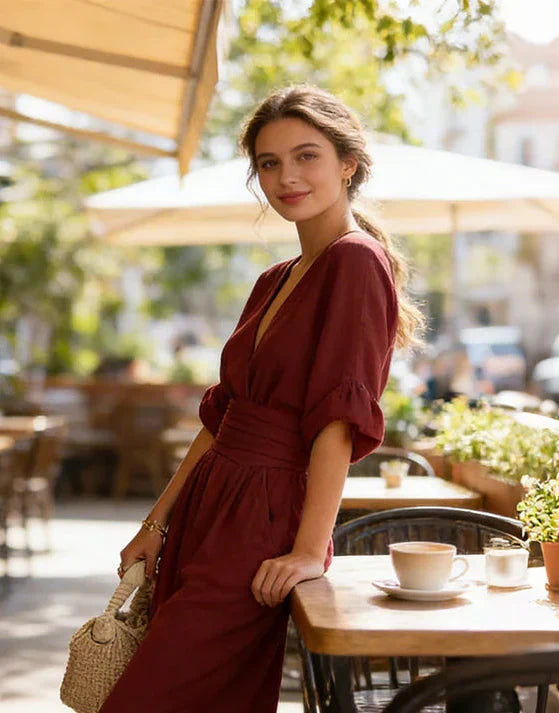 Daniela - Combinaison Chic avec Décolleté en V et Jambes Amples