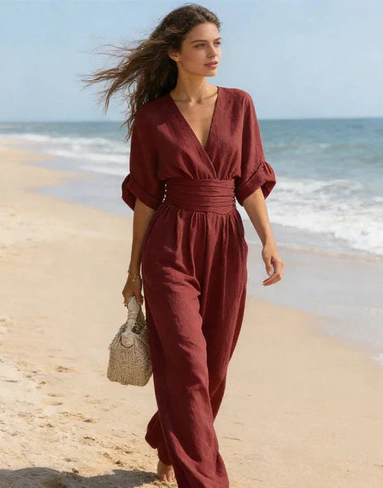 Daniela - Combinaison Chic avec Décolleté en V et Jambes Amples