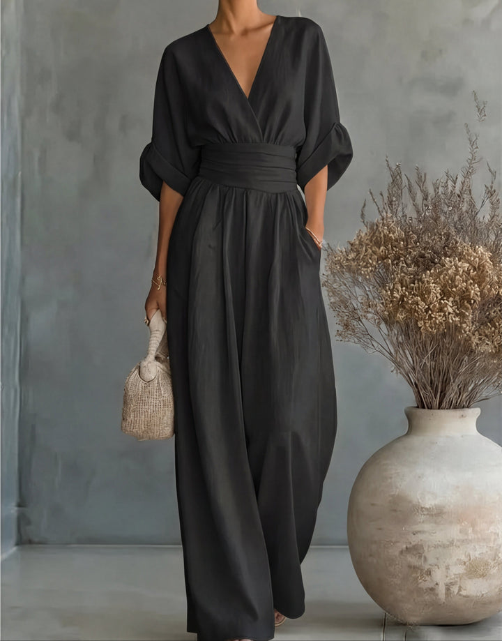 Daniela - Combinaison Chic avec Décolleté en V et Jambes Amples