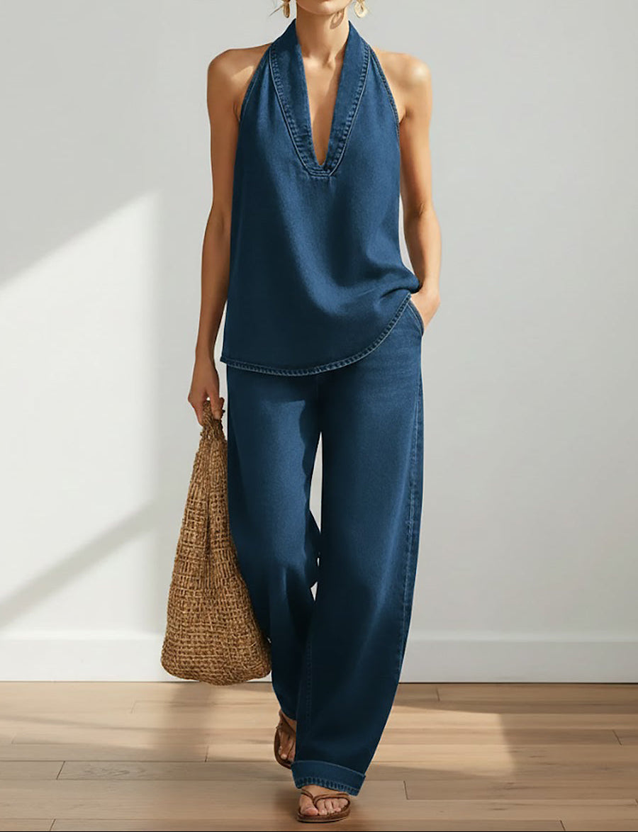 Ivy | Ensemble Deux Pièces en Denim Vintage Doux et Lavé" 

Rewritten Title: "Ivy | Ensemble Deux Pièces en Denim Vintage Ultra Doux et Lavé