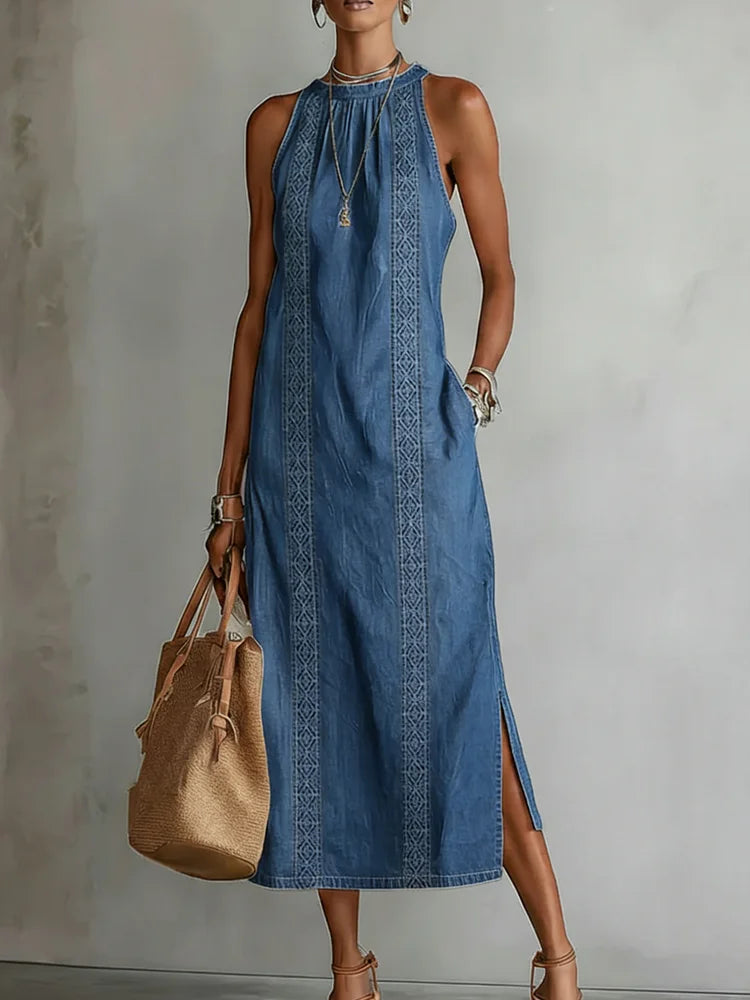 Julia | Robe en Jean avec Éléments en Dentelle Vintage