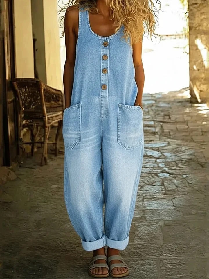 Ruth | Salopette en Denim Vintage Délavé en Coton