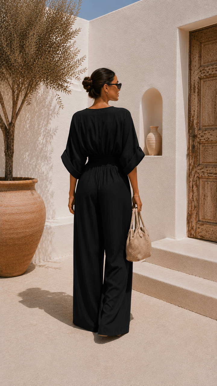 Valeria | Long Chiffon Dress with V-Neckline