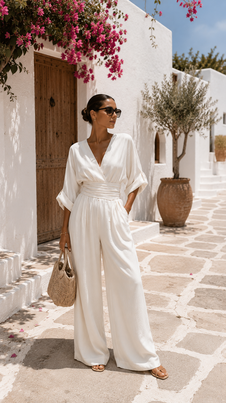 Valeria | Long Chiffon Dress with V-Neckline