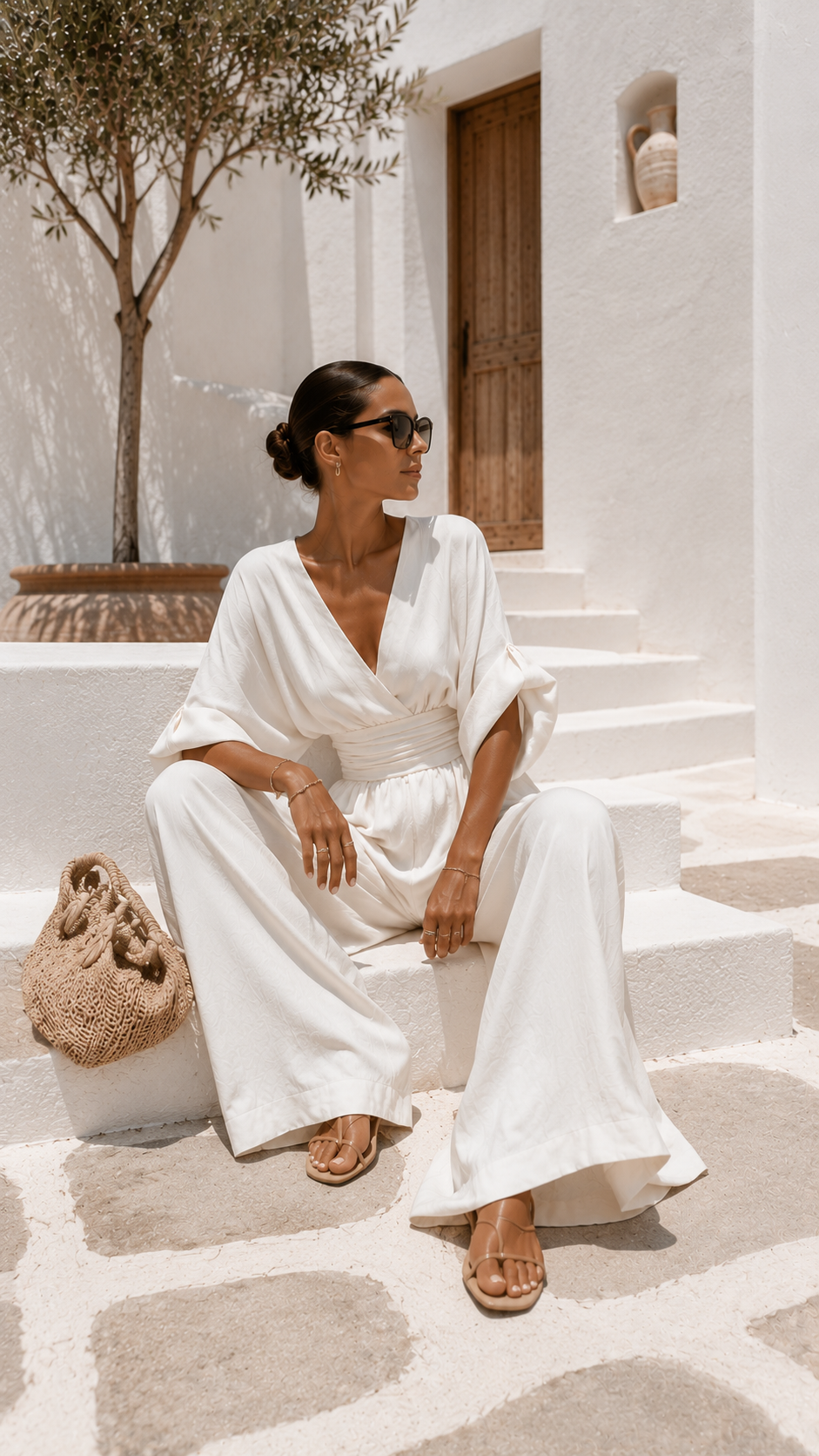 Valeria | Long Chiffon Dress with V-Neckline