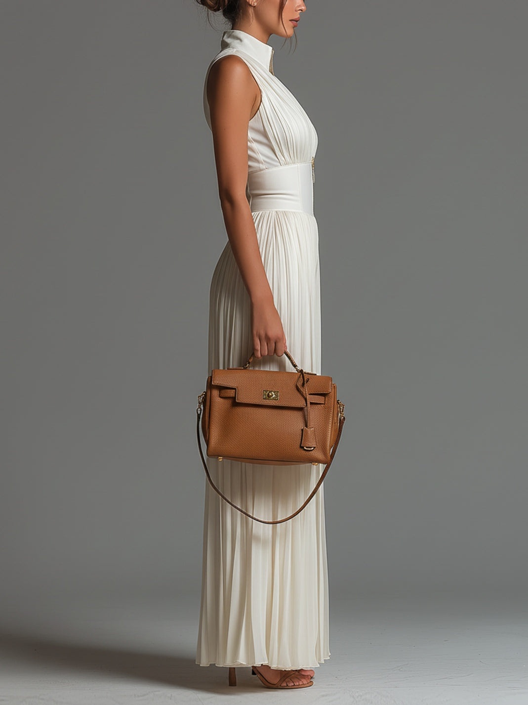 Zsófia Jumpsuit – White Pleated Mousseline • S1