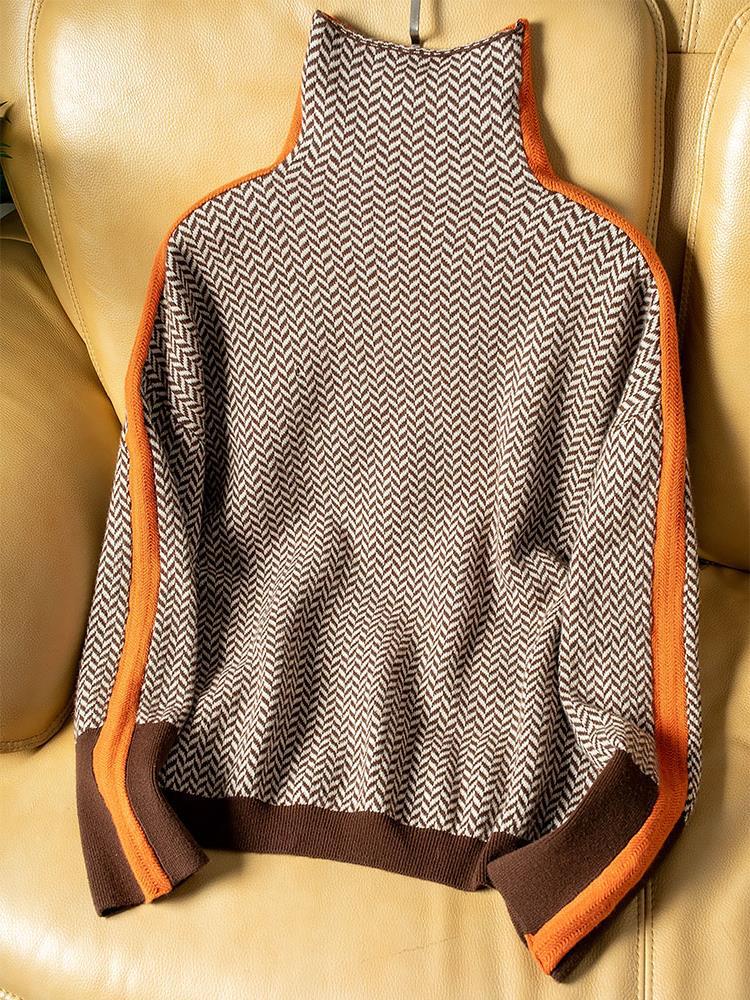 Clara™ | Pull à Col Roulé à Rayures Bicolores