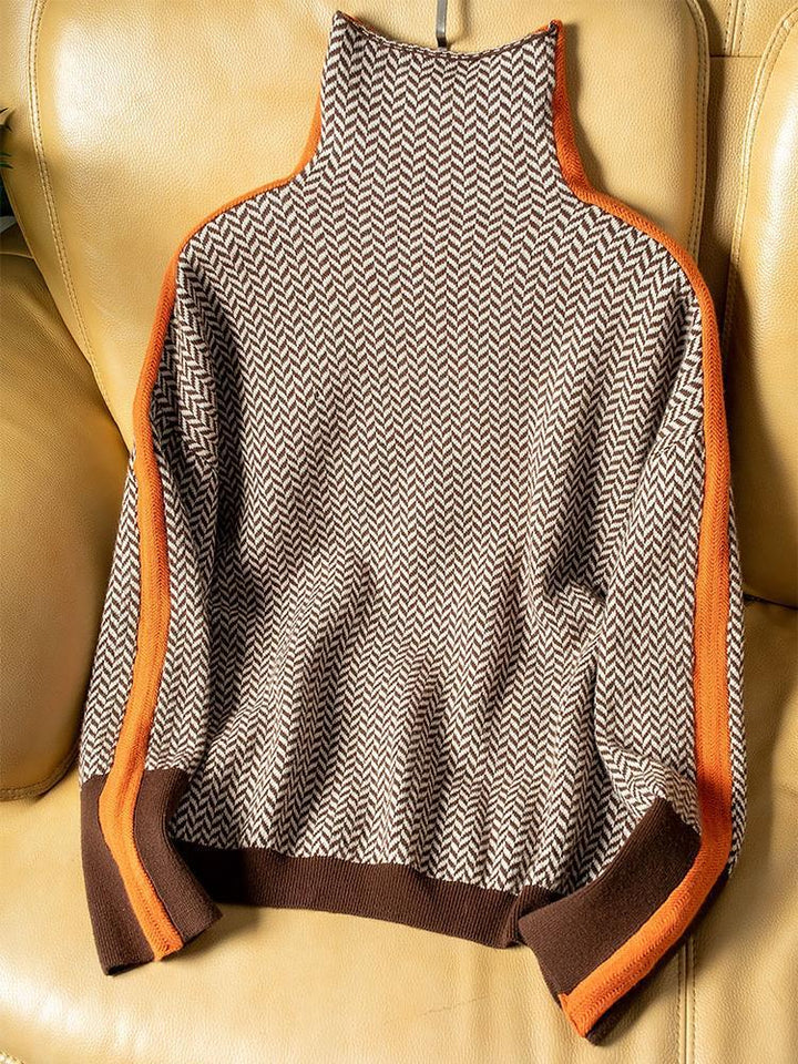Clara™ | Pull à Col Roulé à Rayures Bicolores
